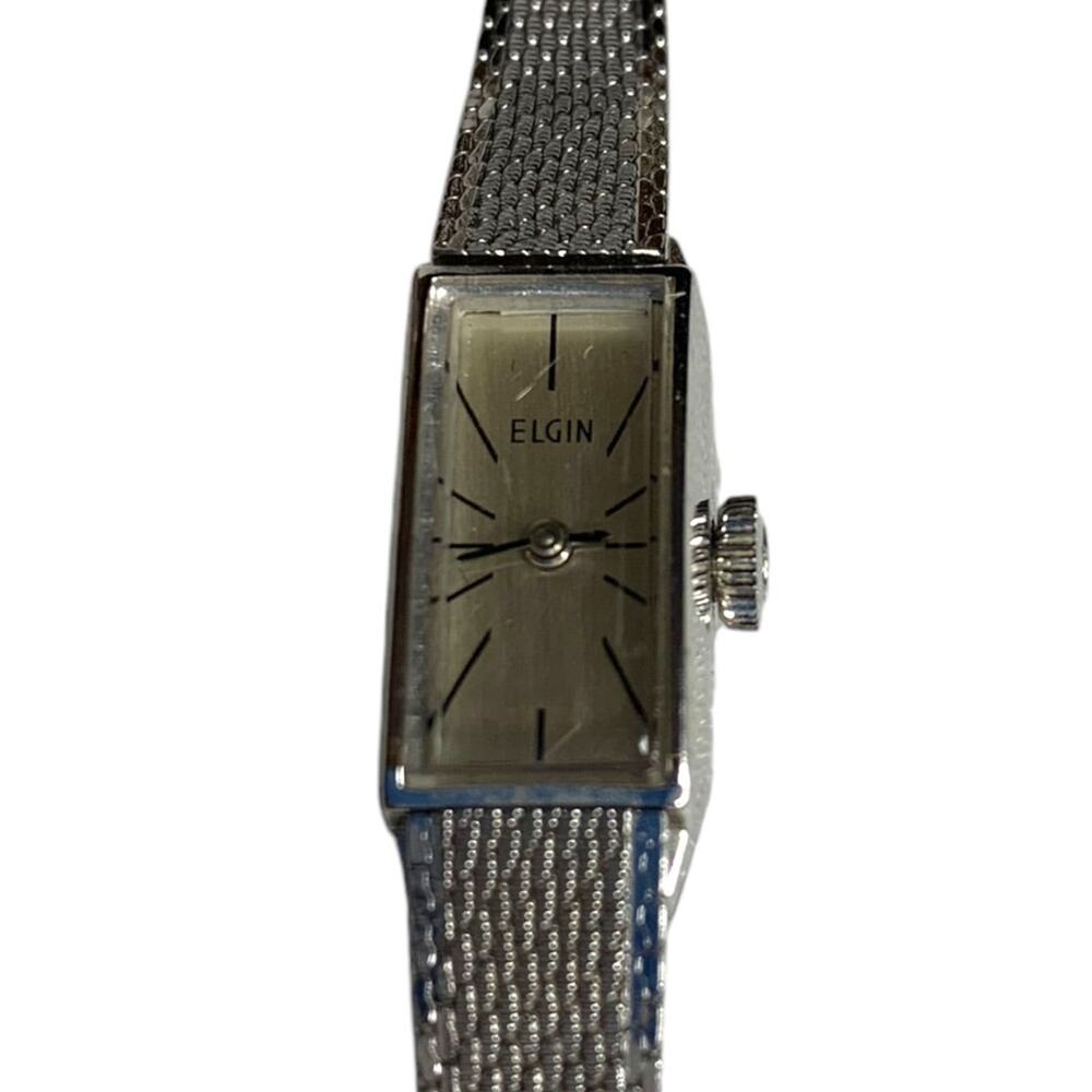 Vintage Elgin Womens Wristwatch 10K Gold Filled Silver Color For Parts